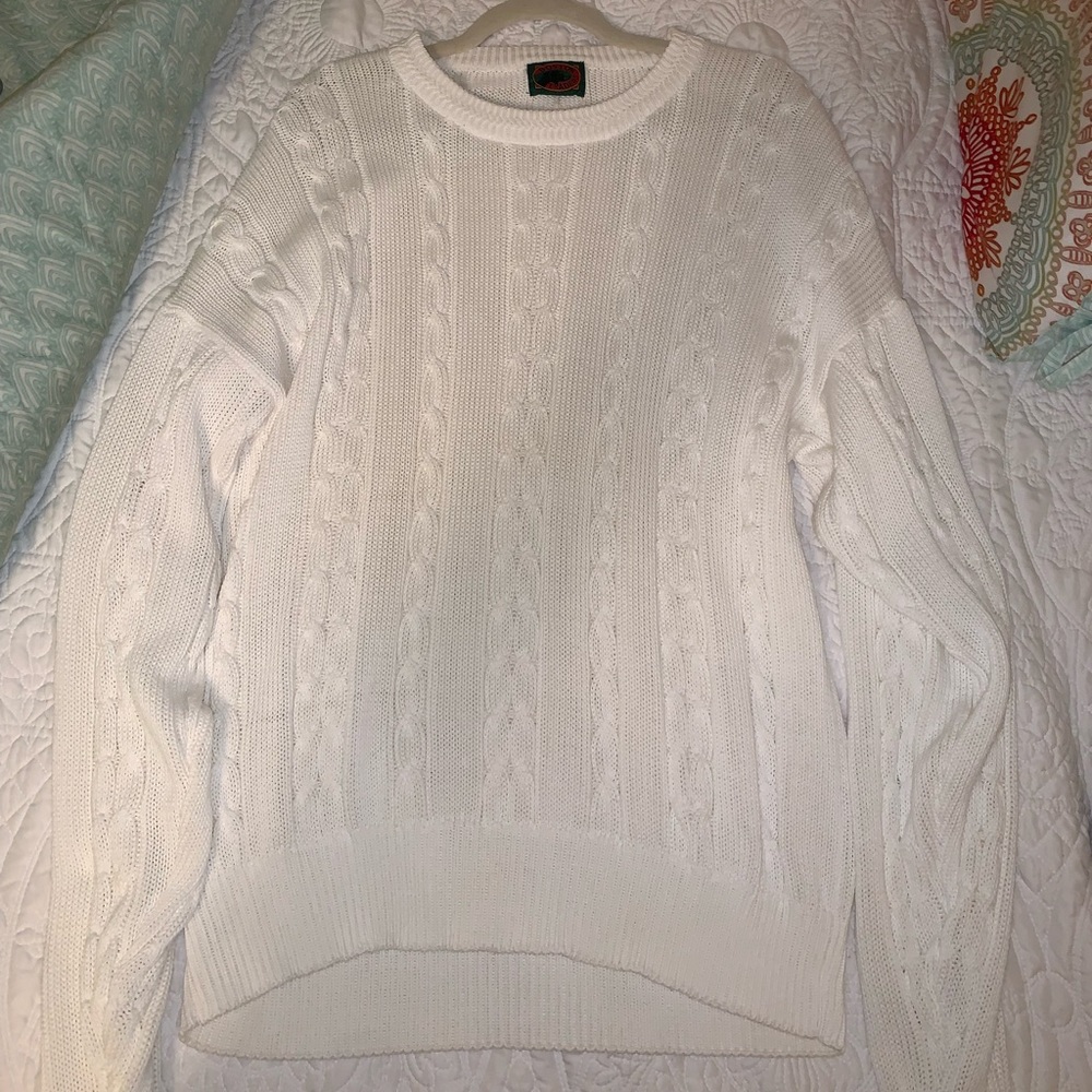 90’s White Cable Knit Sweater